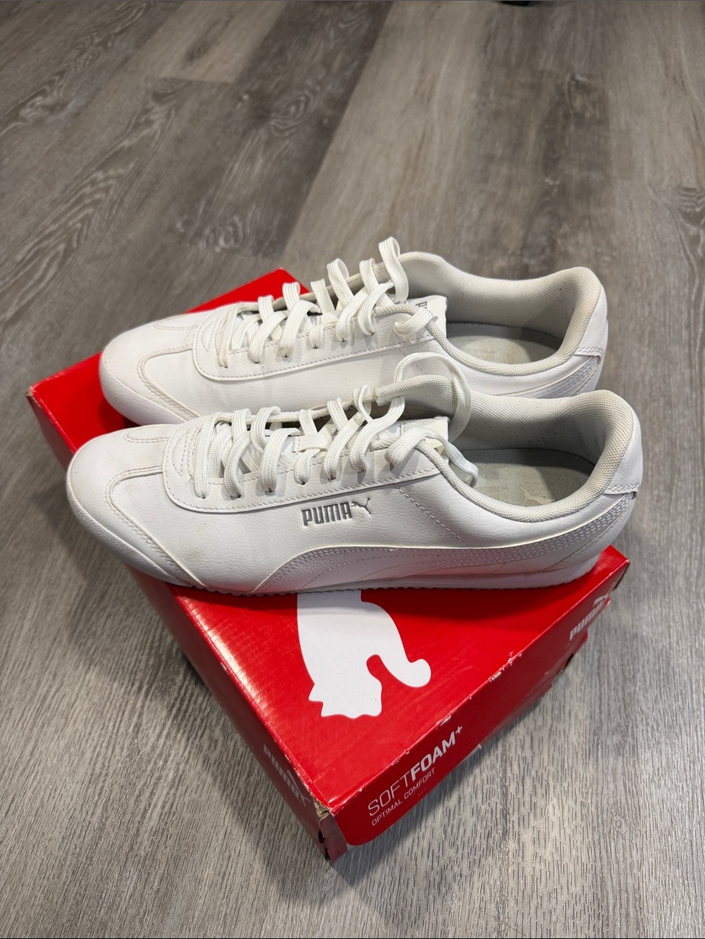 Puma Men’s White Low-Profile Lace-Up Sneakers
